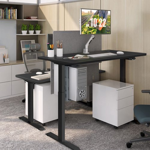 COSTWAY 55" x 28" Universal Table Top, Solid One-Piece Wood Desktop for Standard & Height Adjustable Desk Frame, Rectangular DIY Home Office Countertop(Table Top only) (Black, 55" x 28")