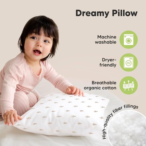 KeaBabies Toddler Pillows - Soft Organic Cotton for Ages 2-5 | 13x18" | Machine Washable, Ideal for Sleep & Travel