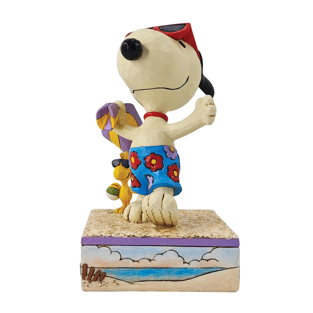 Enesco Peanuts Collection by Jim Shore Snoopy and Woodstock at The Beach Figurine- Stone Resin Hand Crafted Painted Collectible Peanuts Snoopy Figurines Home Decor Statue, 5.1 Inch