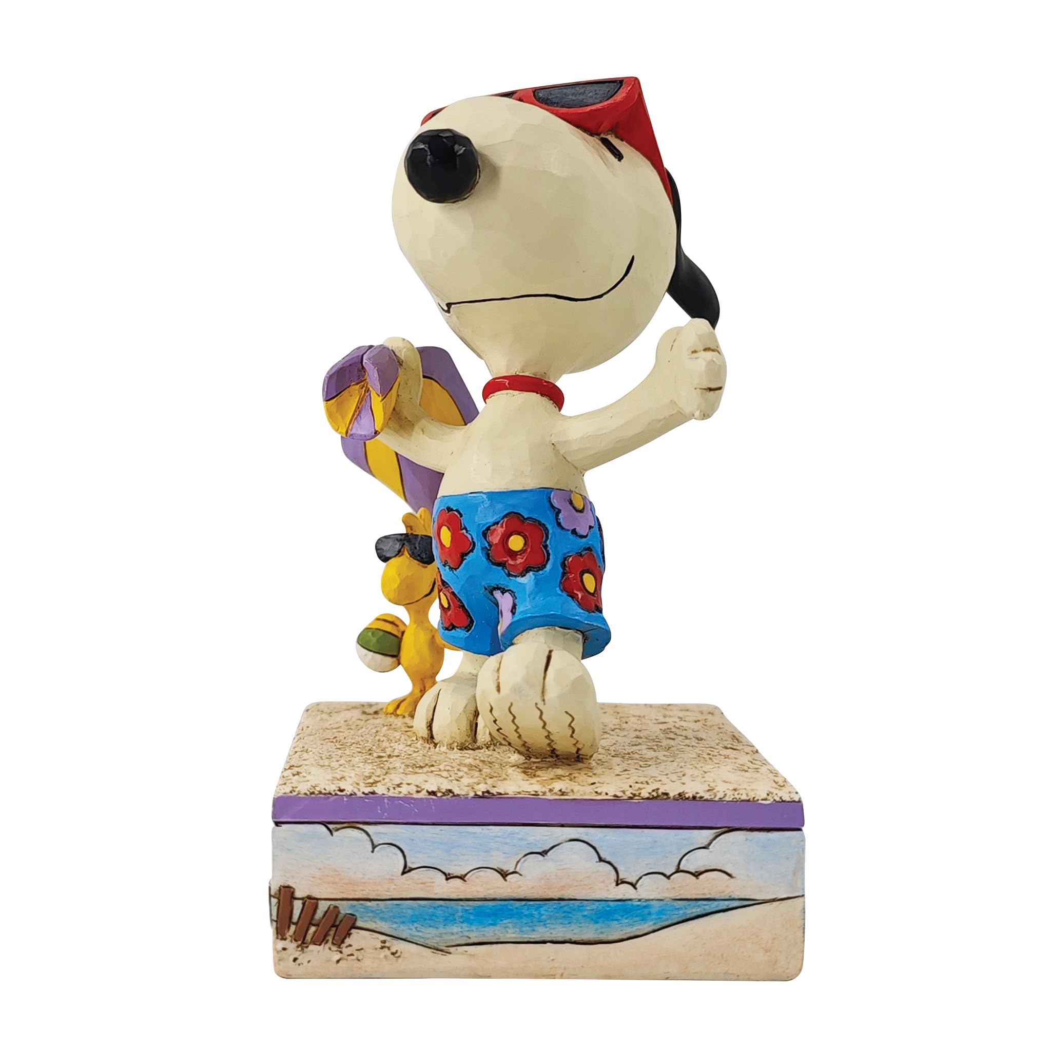 Enesco Peanuts Collection by Jim Shore Snoopy and Woodstock at The Beach Figurine- Stone Resin Hand Crafted Painted Collectible Peanuts Snoopy Figurines Home Decor Statue, 5.1 Inch