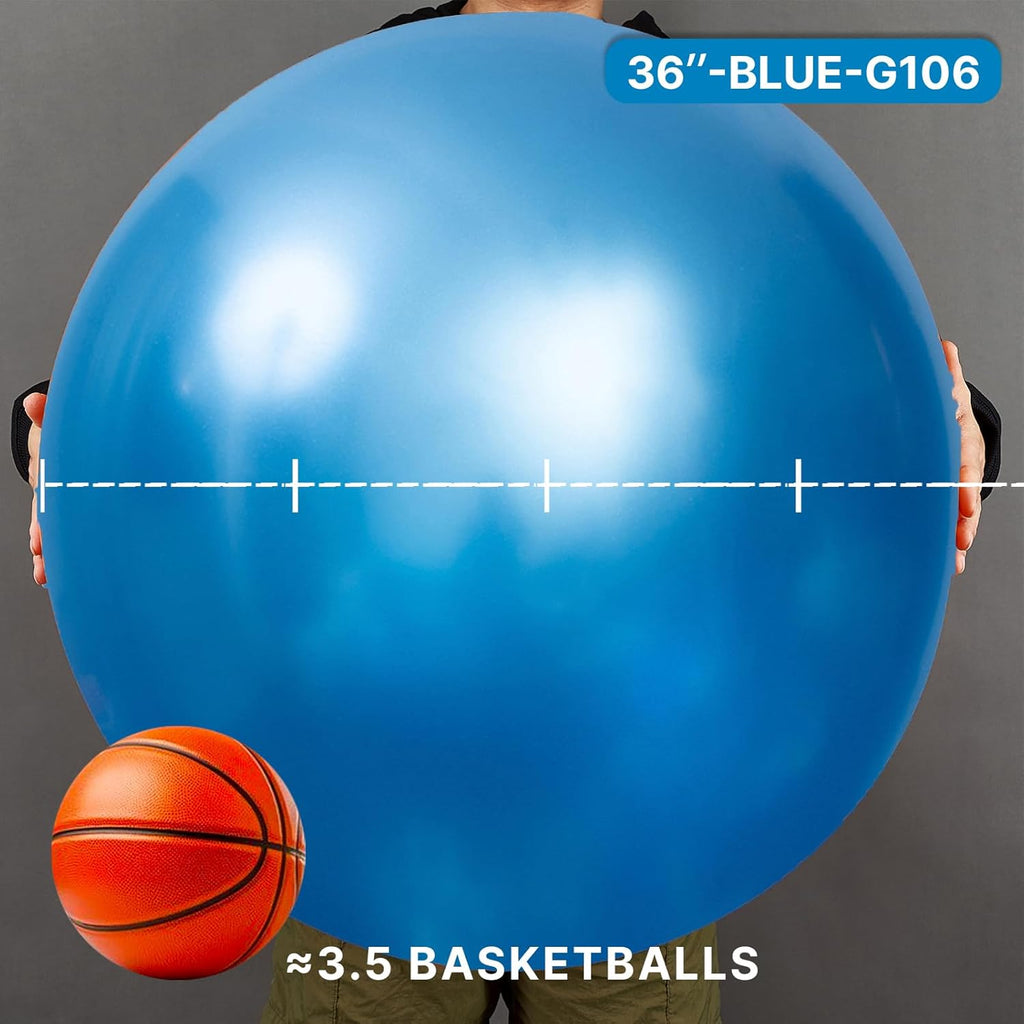 PartyWoo Metallic Blue Balloons - 36 Inch Chrome Latex Helium Balloons for Events | 4pcs
