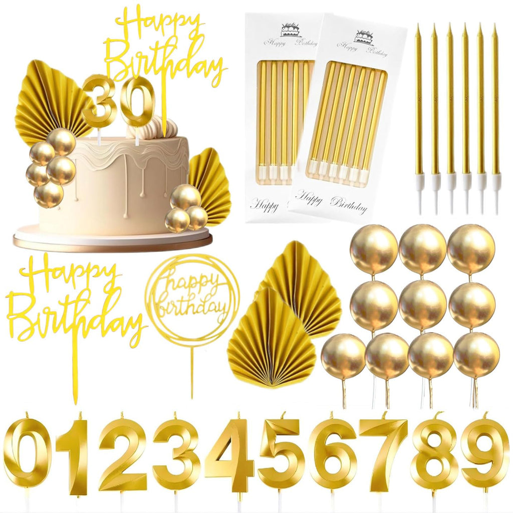 Gold Birthday Candles, Tyotrbs Happy Birthday Candle For Cake birthday candles Numbers Birthday Candles DIY Cake Decor for Men Women Wedding Anniversary