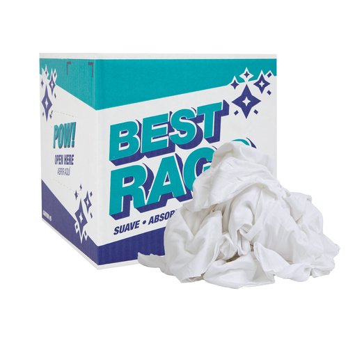 Arkwright W43 Cotton Tshirt Rags - 5 lb Box - Soft Lint Free Cloths for Cleaning, Streak & Scratch-Free, Professional Grade Wiping Towels for Polishing, Painting, and Staining, White