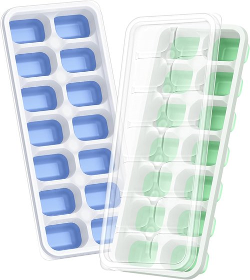 ChefAide Ice Cube Tray - Durable Stackable Design with Removable Lids | 2 Packs of 28 Easy-Release Cubes