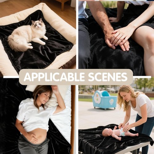 KISSAZ Waterproof Blanket for Couch Bed Cover, Black Blankets Waterproof and Stain Proof, Reversible Blankets for Bed, Machine Washable Double-Sided Bed Blanket (Black, 26''x36'')