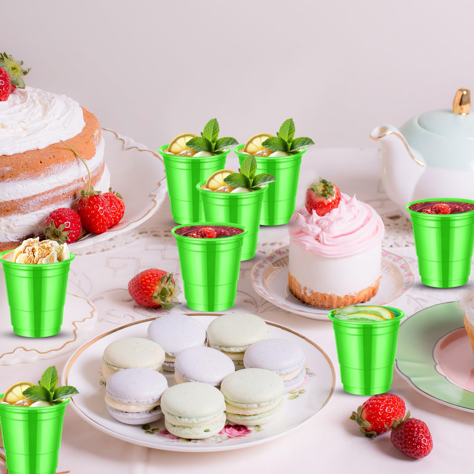 cssopenss 120 Pcs 2 oz Green Shot Cups Green Plastic Shot Glasses st. patrick's day Shot Glasses Disposable for Drinking Tastings Served Snacks Jello Tastings and Samples