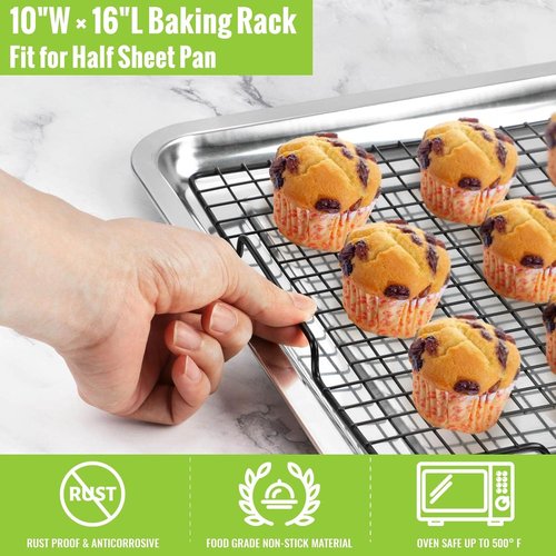HULISEN Cooling Rack Set - 2 Pack Nonstick Baking Racks with Handles | 16" x 10" for Cookies & Grilling