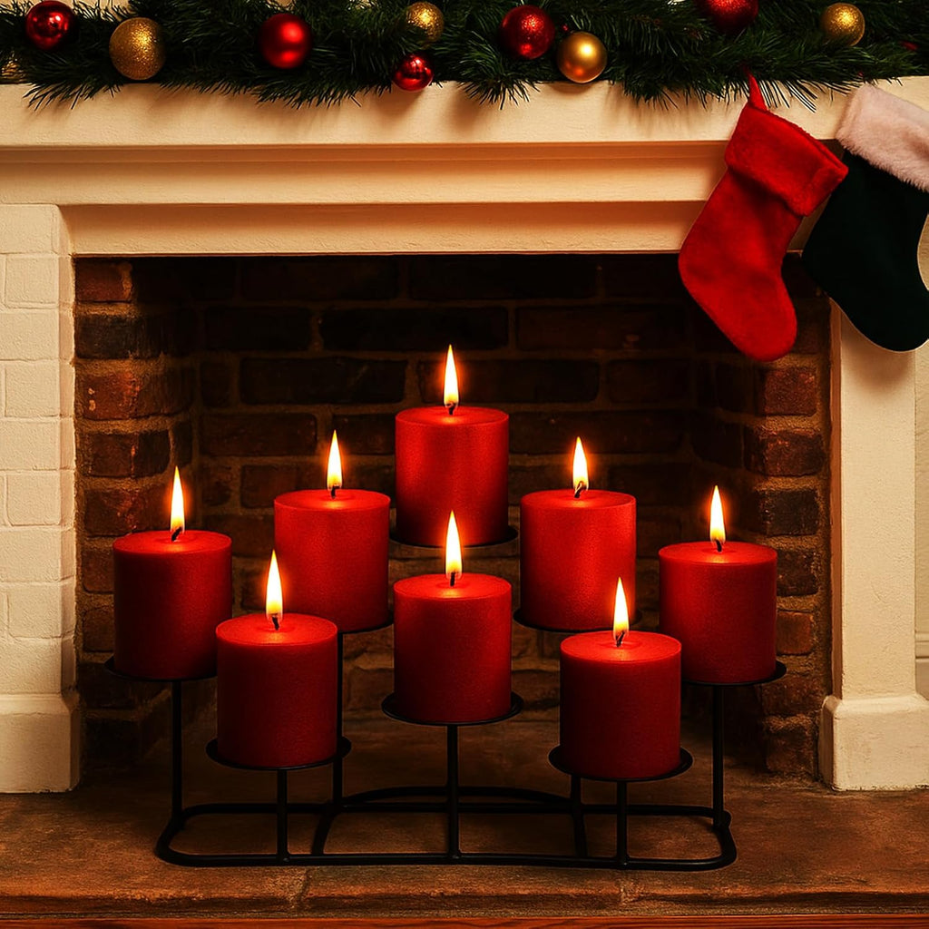 Smtyle Fireplace Candelabra - Modern Black Matte Multi-Tier Candle Holder | Geometric Design for Pillar Candles