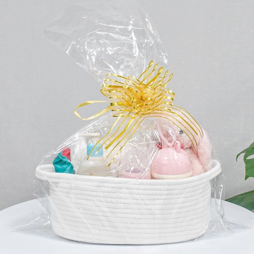 ABenkle Decorative Rope Woven Storage Basket - Small Toy Organizer with Handles | 12"x8"x5", White