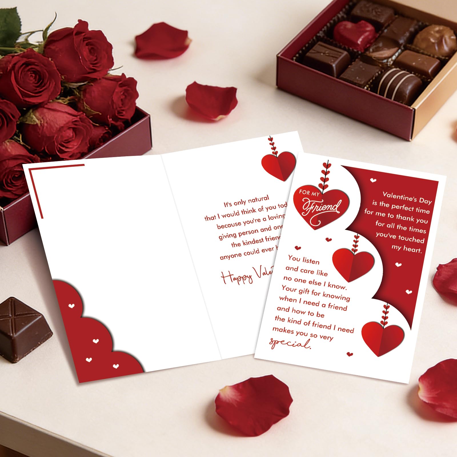 Supoeguk Heartfelt Valentine's Day Card for Friend, Romantic Best Friend Valentines Cards Gifts, You Are One of The Kindest Friends Anyone Could Hope for