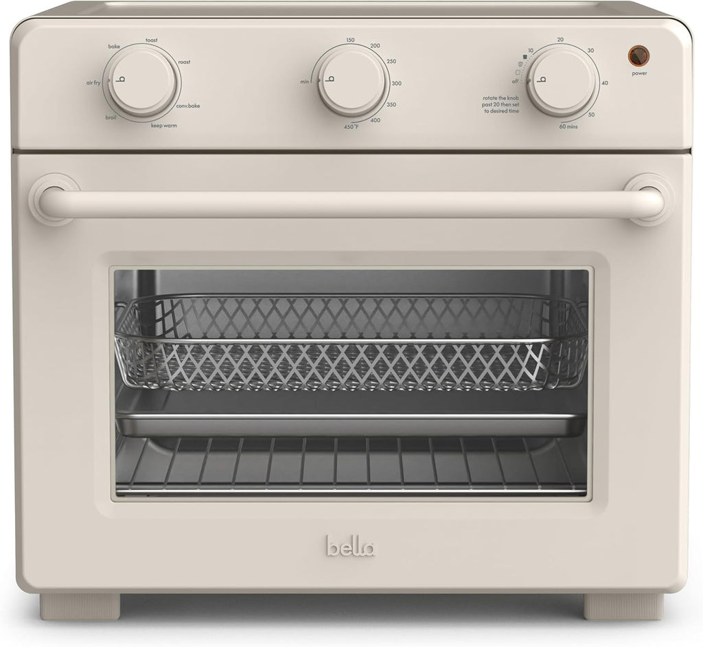 Bella Air Fry Toaster Oven - 7 Cooking Options, Dishwasher-Safe Trays, 1700W, Oatmilk Finish