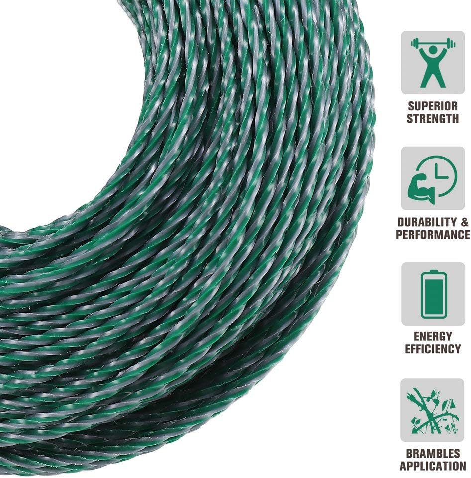 Anleolife Heavy Duty Twisted .095-Inch Dual Core Trimmer Line - 393 Ft with Built-In Cutter