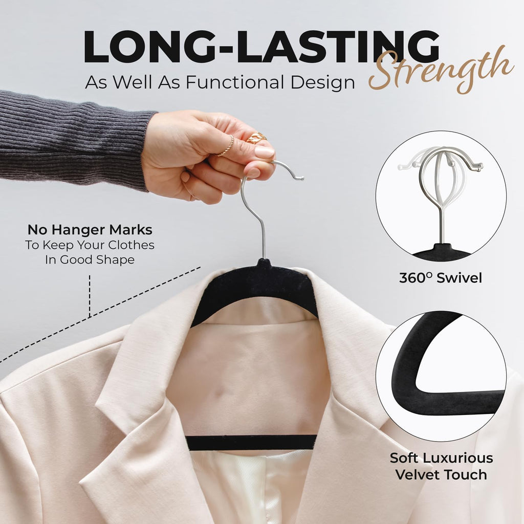 Modern Space Velvet Hangers - 100 Pack Slim Space-Saving Design for Shirts, Pants & Dresses