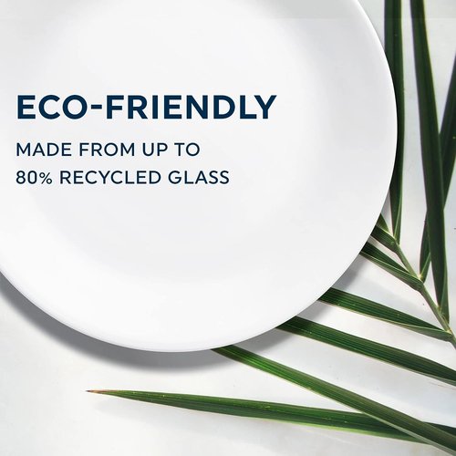 Corelle Vitrelle 8-Piece Salad Plates Set - Chip Resistant, Lightweight, Winter Frost White 6.75-Inch