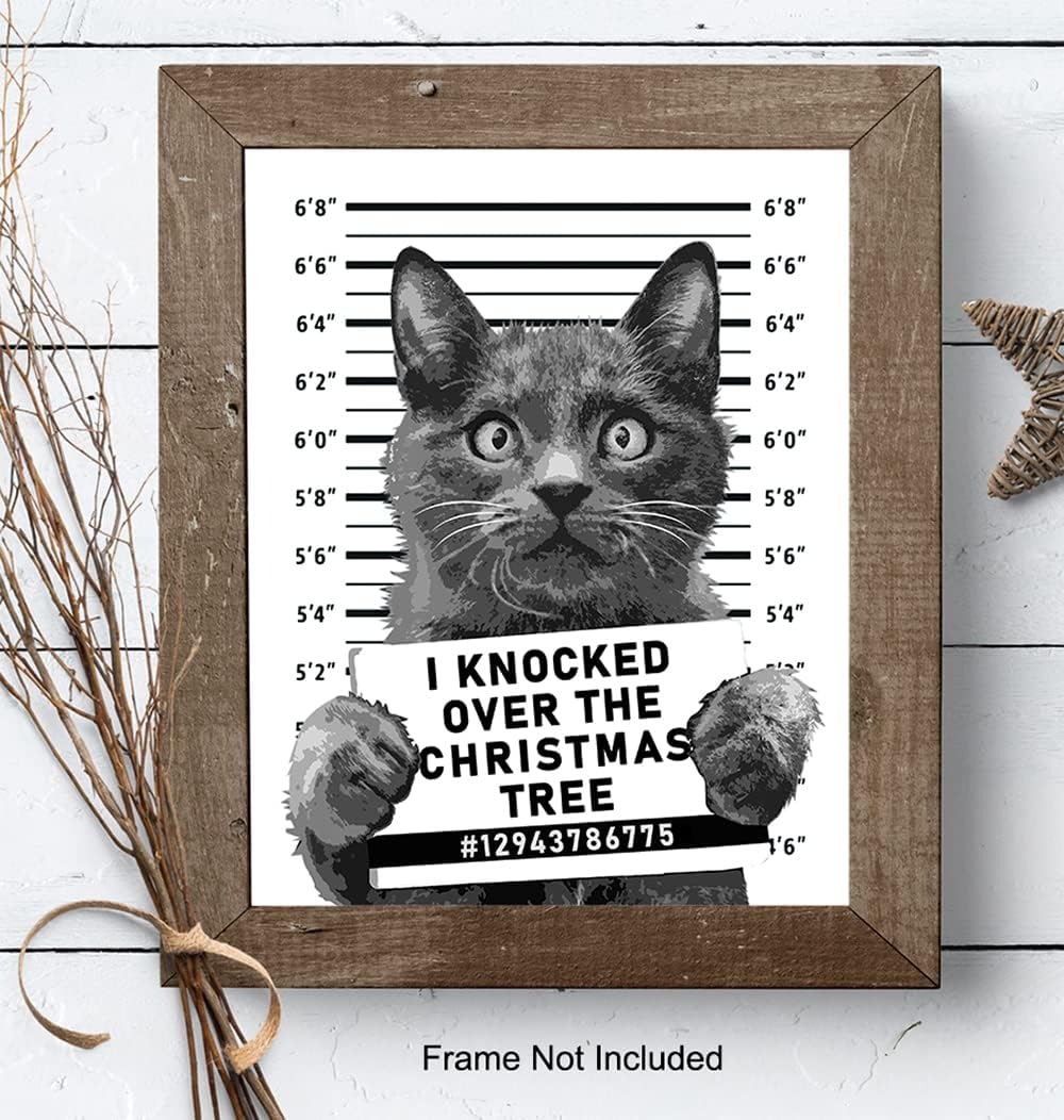 Skiennix Cat Christmas Tree Wall Art | Cute Holiday Decoration for Cat Lovers | 8x10 Unframed Print