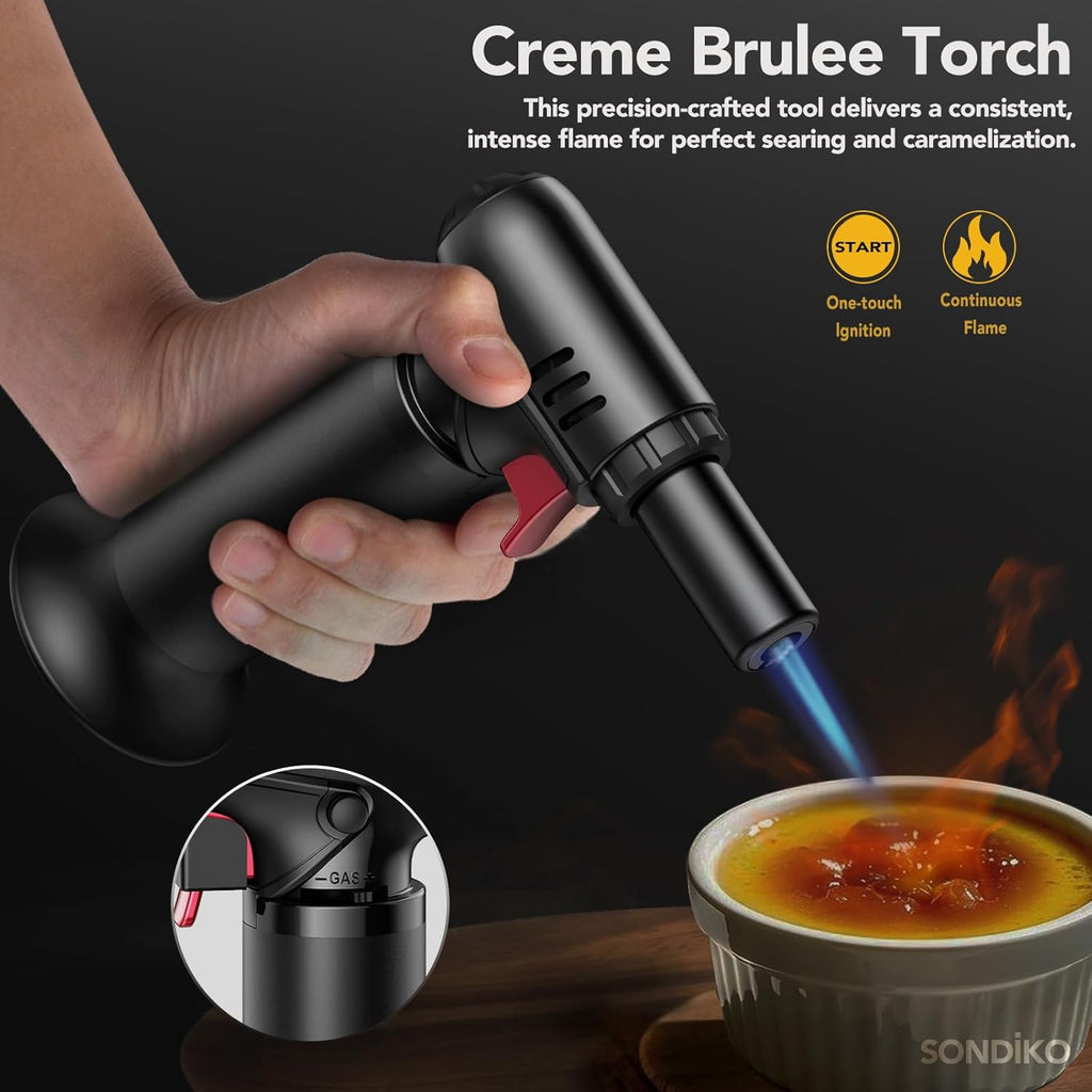 Sondiko Butane Torch Lighter - Refillable Soldering Torch with Adjustable Flame & Visible Fuel Window