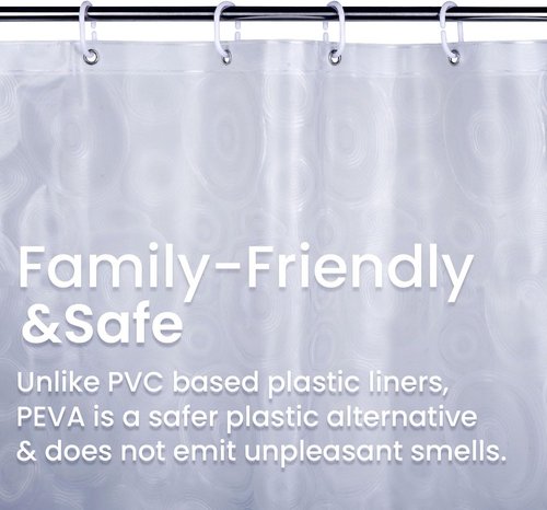 LiBa PEVA Shower Curtain Liner - 8G Waterproof, 72x72 Inch with Oceanic Gradient & Magnets