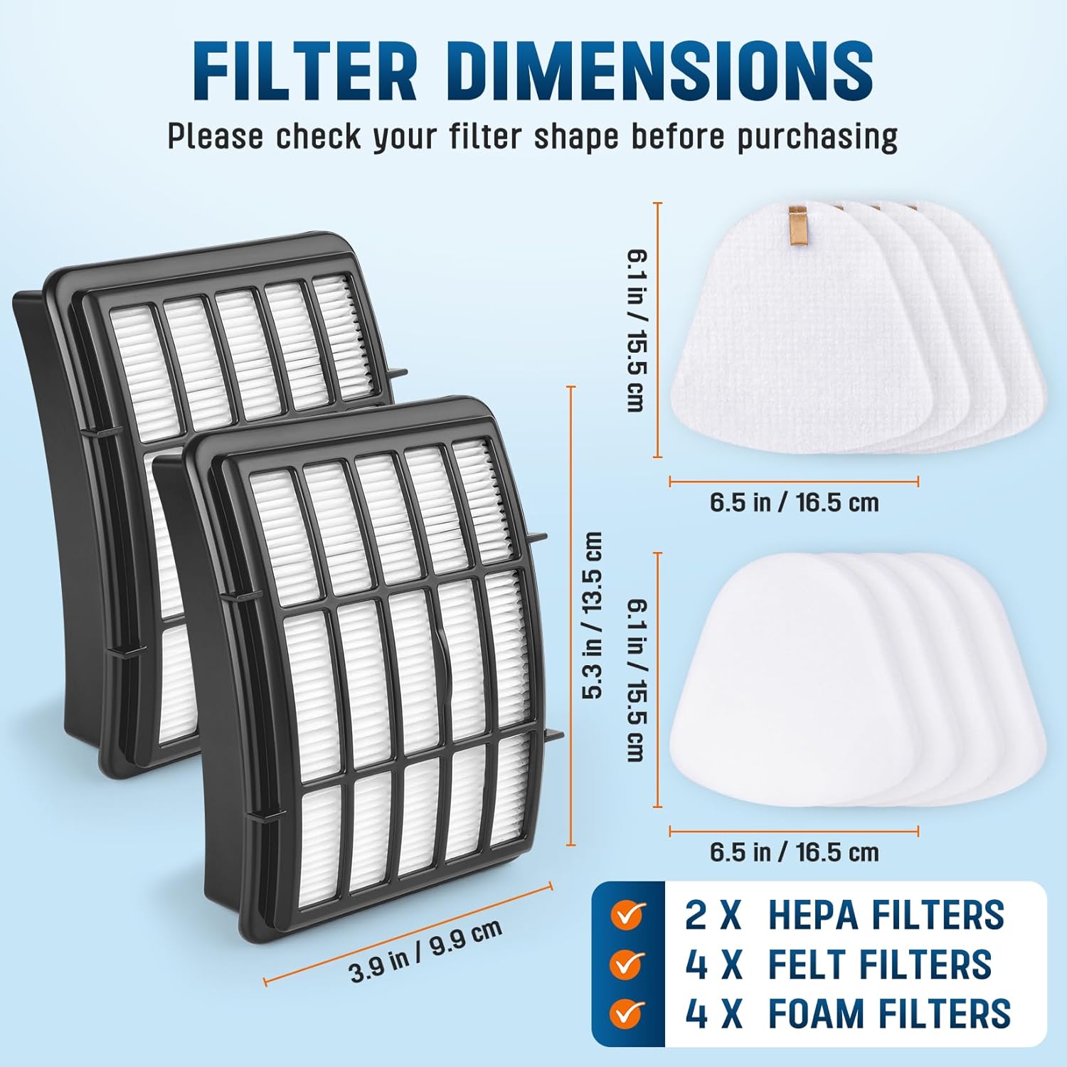 Shark 4+2 Pack Vacuum Filters - Compatible Replacement for Navigator Lift-Away Models NV350, NV351, NV352, NV355, NV356E, NV360, UV440, UV540, CU500