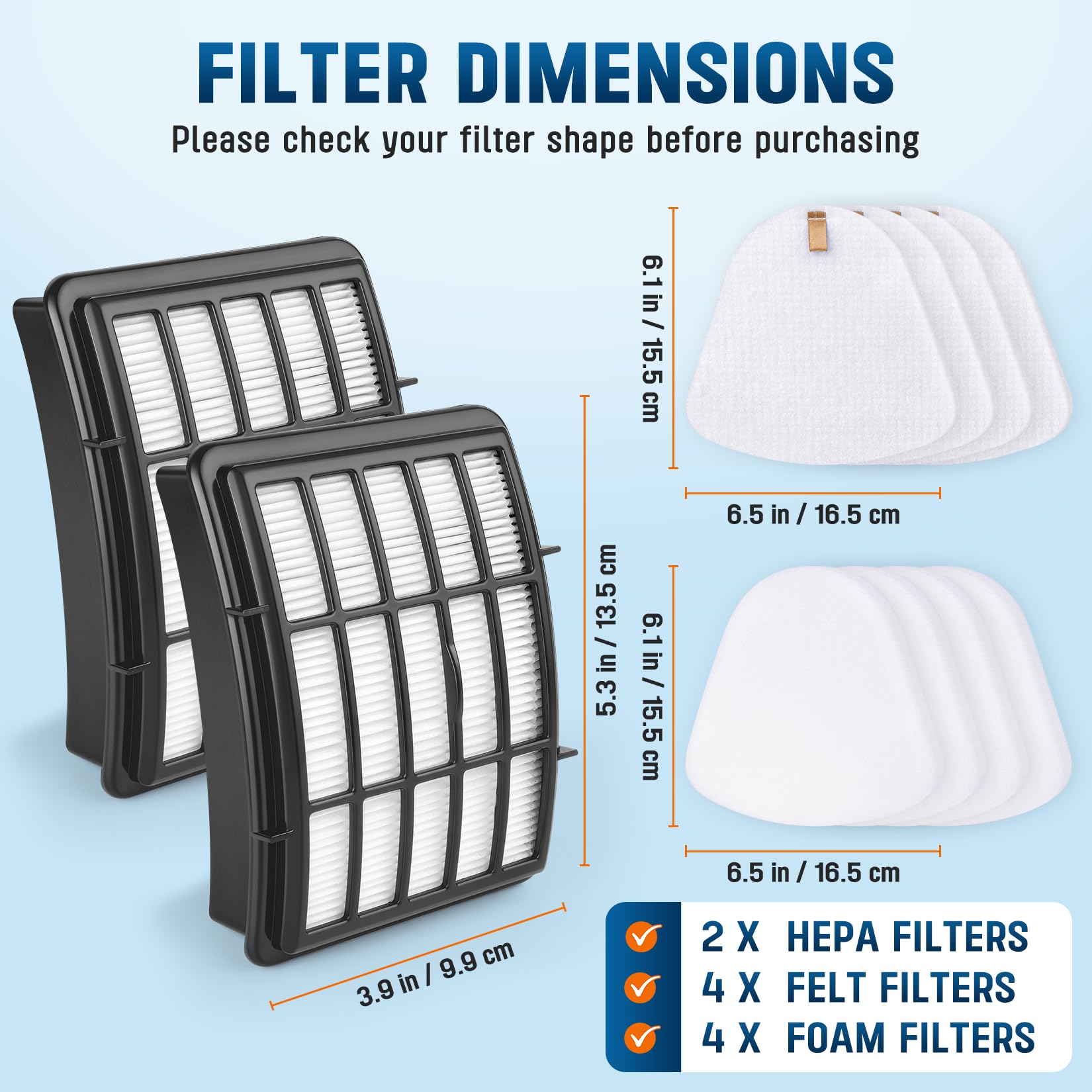 4+2 Pack Filters for Shark Vacuum Navigator Lift Away Filter Replacement Models NV350 NV351 NV352 NV355 NV356E NV360 UV440 UV540 CU500 XFF350 XHF350