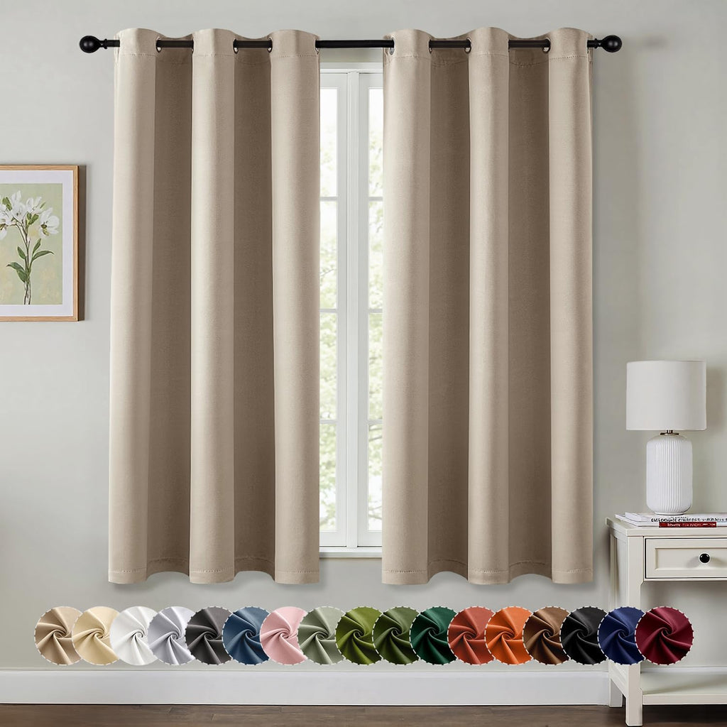 MIULEE Taupe Blackout Curtains - Thermal Insulated Room Darkening Drapes | 40 x 54 Inches, 2 Panels