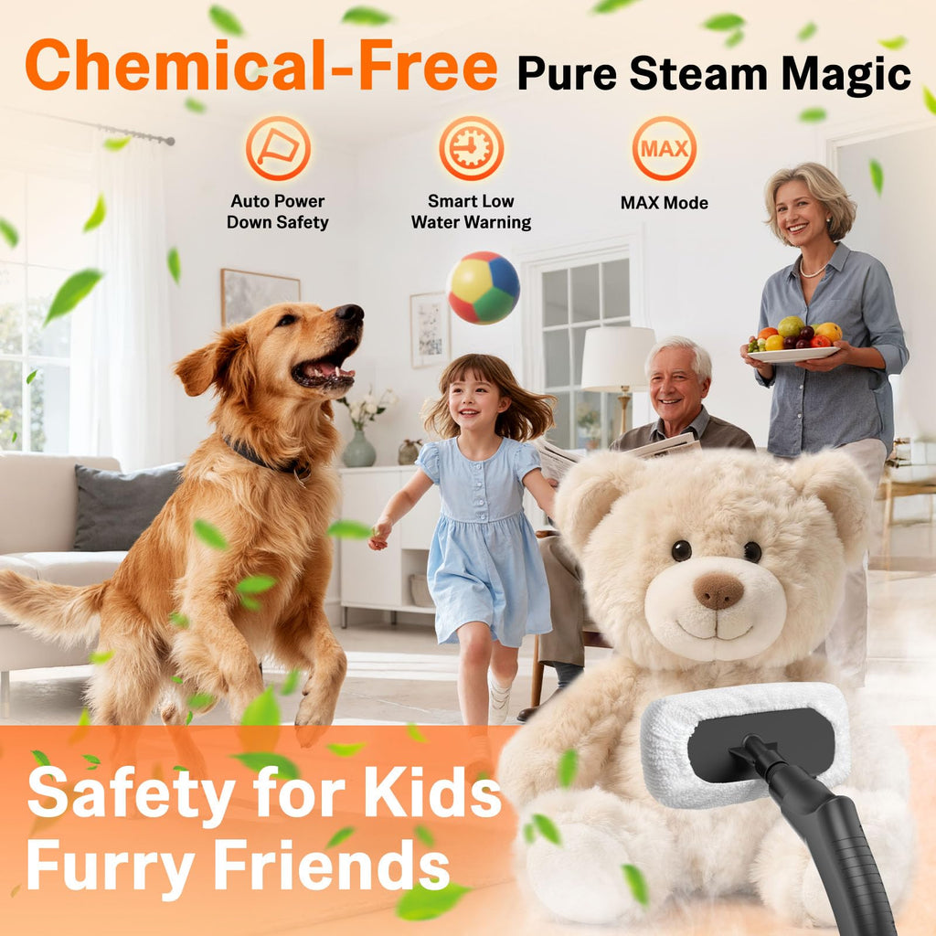 2500W Handheld Steam Cleaner with 16pcs Accessories & 1.6L Tank, 10S Fast Heating & High Temperature Portable Steam Cleaner for Home, Car, Steamer for Cleaning Windows, Grout, Upholstery and More