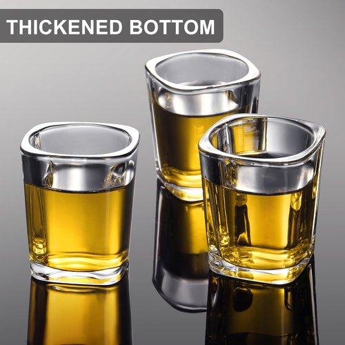GOSDENG 6 Pack Heavy Base Shot Glasses Set, 2.2 oz Clear Tequila Square Shot Glass Bulk, Espresso Shot Glass for Vodka, Whiskey, Tequila, Espressos, Spirits & Liquors