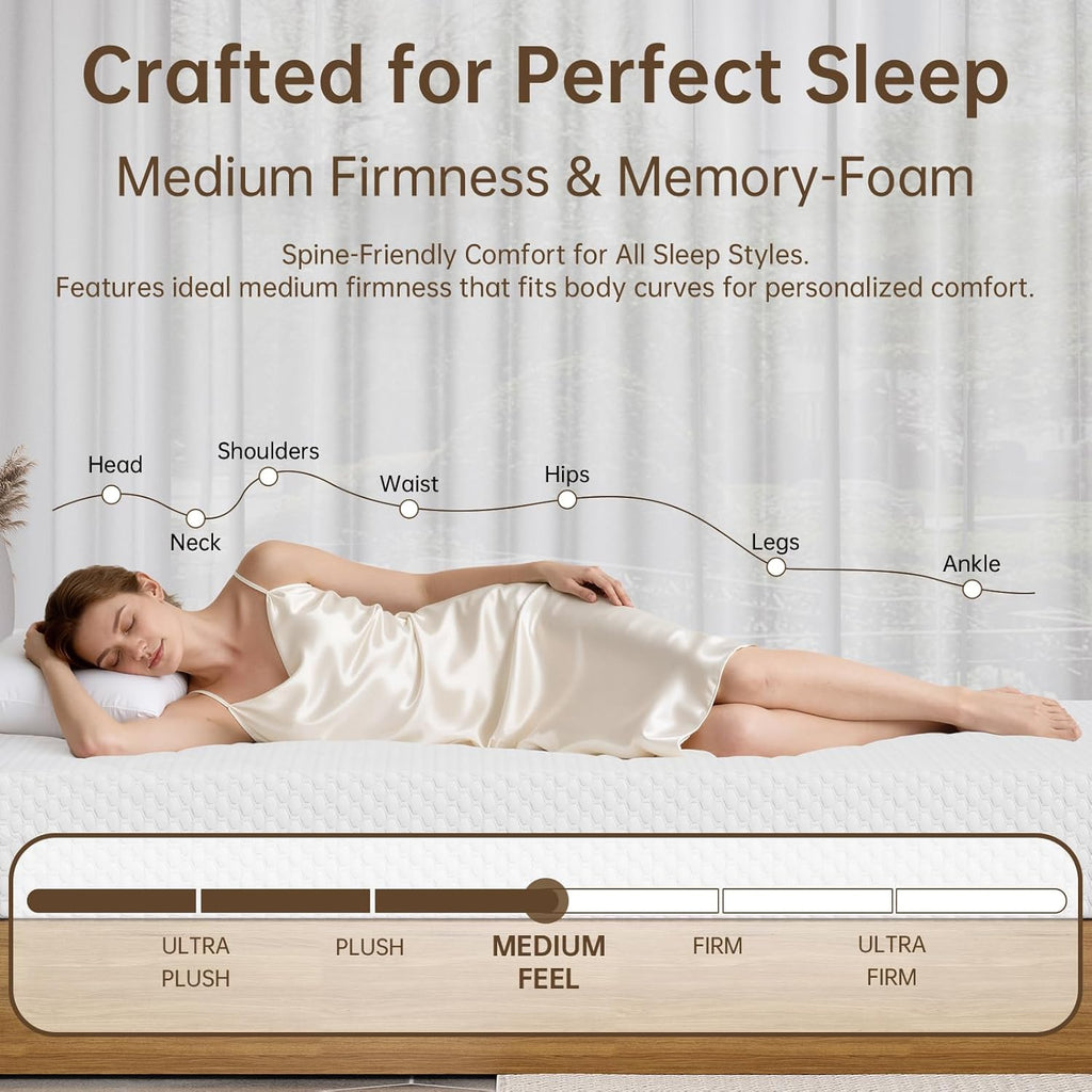 TFD Twin Mattress - 10 Inch Gel Memory Foam for Comfortable & Cool Sleep | Medium Firm, CertiPUR-US Certified