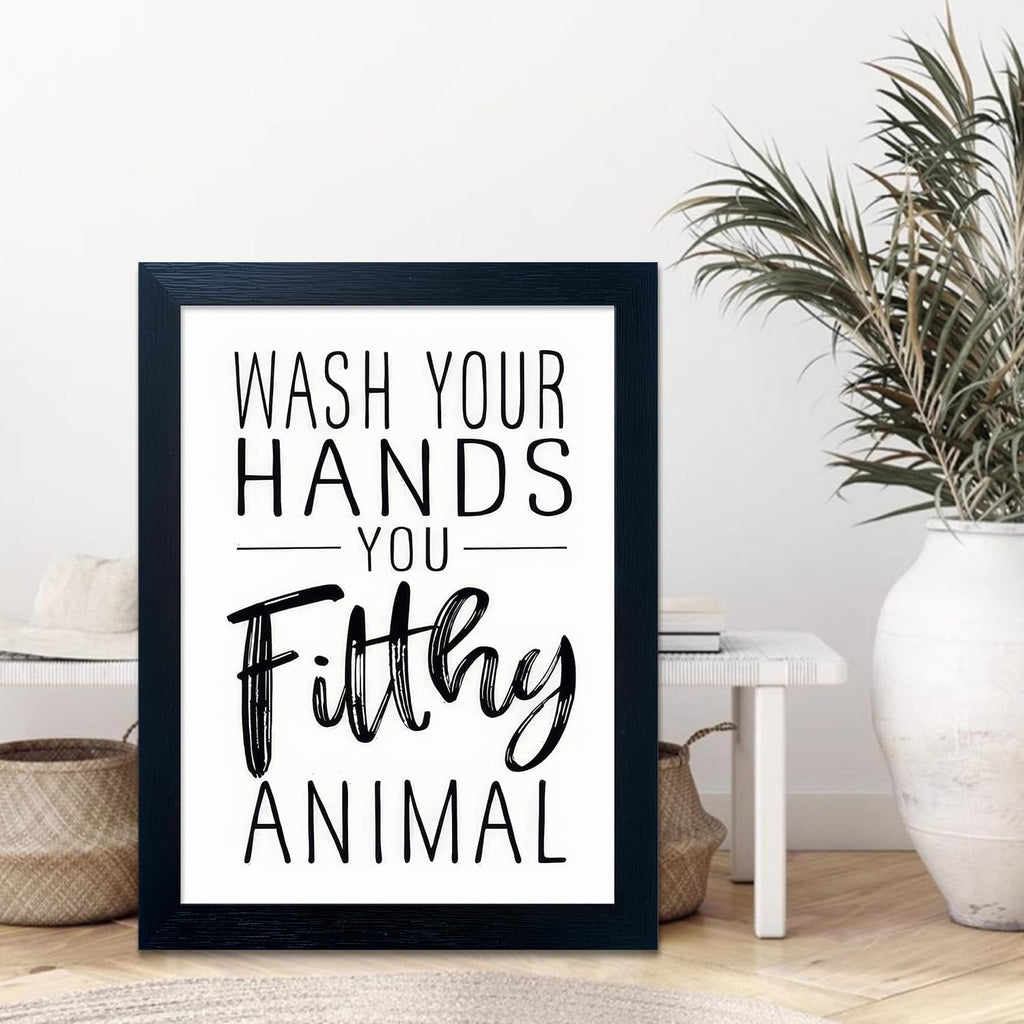 Regine Switzerland Bathroom Decor | Black and White Framed Art for Guest Toilets & Kids' Washrooms