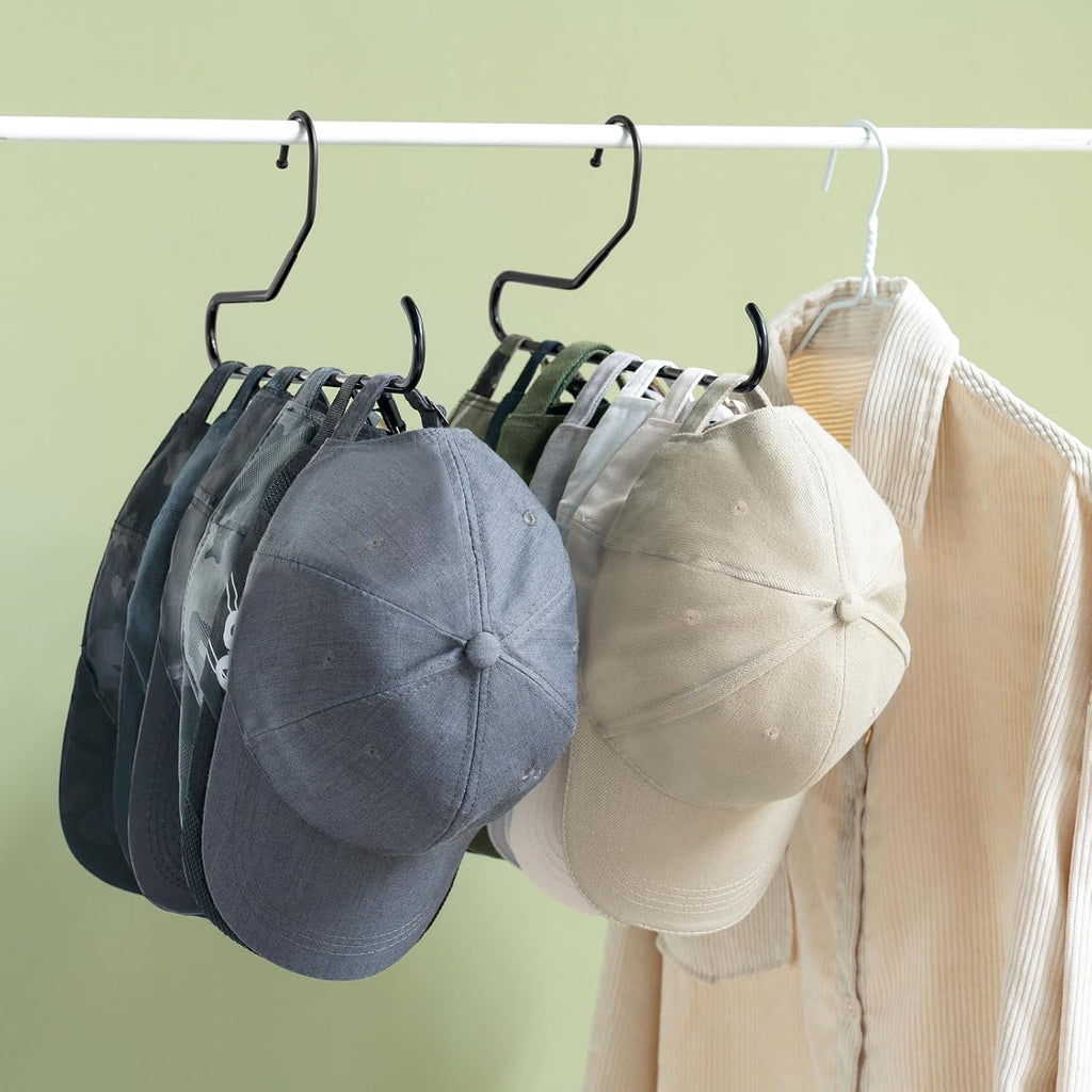 Mkono Hat Organizer - Metal Rack for Baseball Caps | Set of 2 Hangers Holds 20 Caps, Black