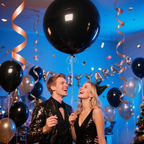 Black Balloons 18 Inch - Large Latex Helium Balloons for Halloween & Birthday Party Decor | 12 Pack
