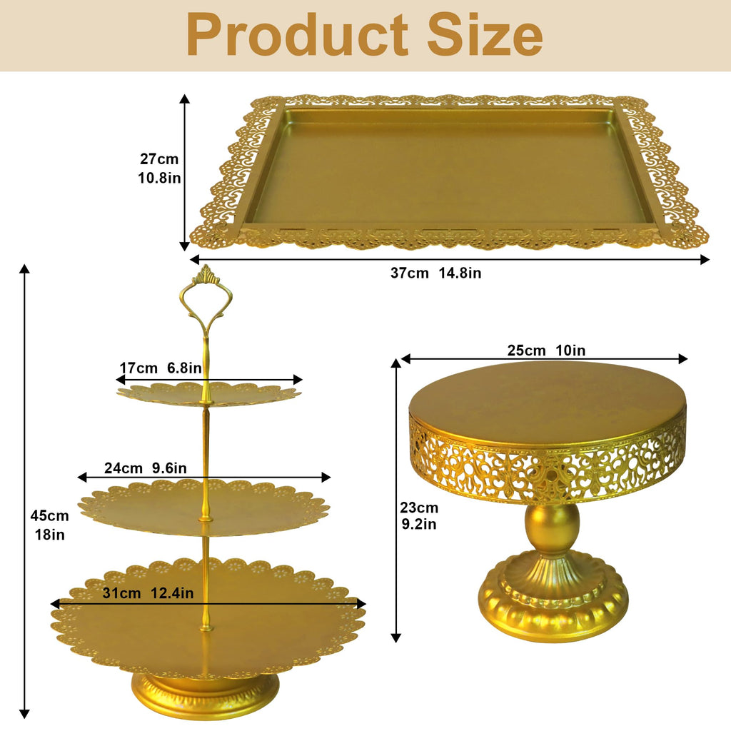 Gold Cake Stands Set, 5pcs Metal Tiered Cupcake Diaplay Stand Serving Platter for Dessert Table, Dessert Candy Fruit Tray for Wedding Baby Shower Birthday Party