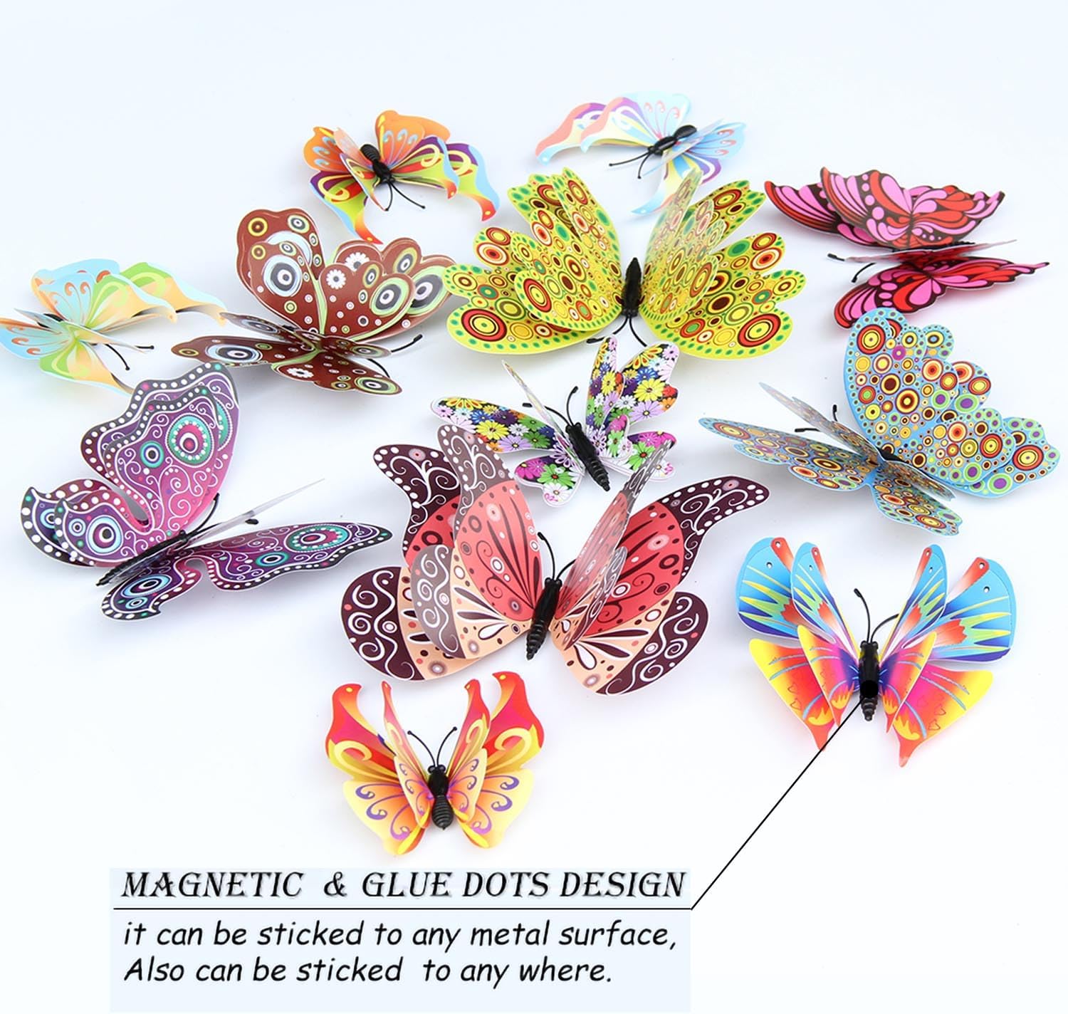 OPSEAM 3D Butterfly Wall Decor - 24/48 PCS Magnetic Stickers for Party Decorations