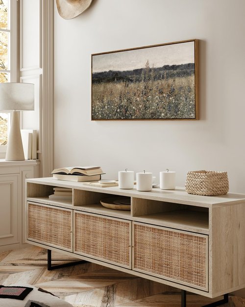 InSimSea Extra Large Vintage Wall Art - Flower Meadow Canvas Print for Living Room | 20x40 Inch