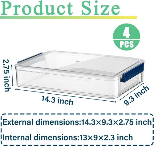 Clear Plastic Storage Box - 4 Pack 5.5qt Snap-Tight Latch | Stackable Organizer for A4 Files, Photos & Crafts