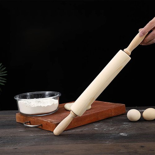 Wooden Rolling Pin, 16.5 Inch Drum and Handle Could Rotate Relatively for Kneading Dough of Baking Bread, Pizza, Cookie, Cake and Noodles (42cm)