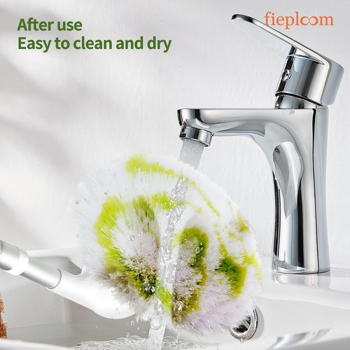 Fieploom Tub Tile Scrubber Brush with 28" Extendable Pole, 1 Pc Non-Scratch Soft Tub Brush Mop, Bathroom Brush with Long Handle for Bathtub Shower Sink Basin Tile Wall
