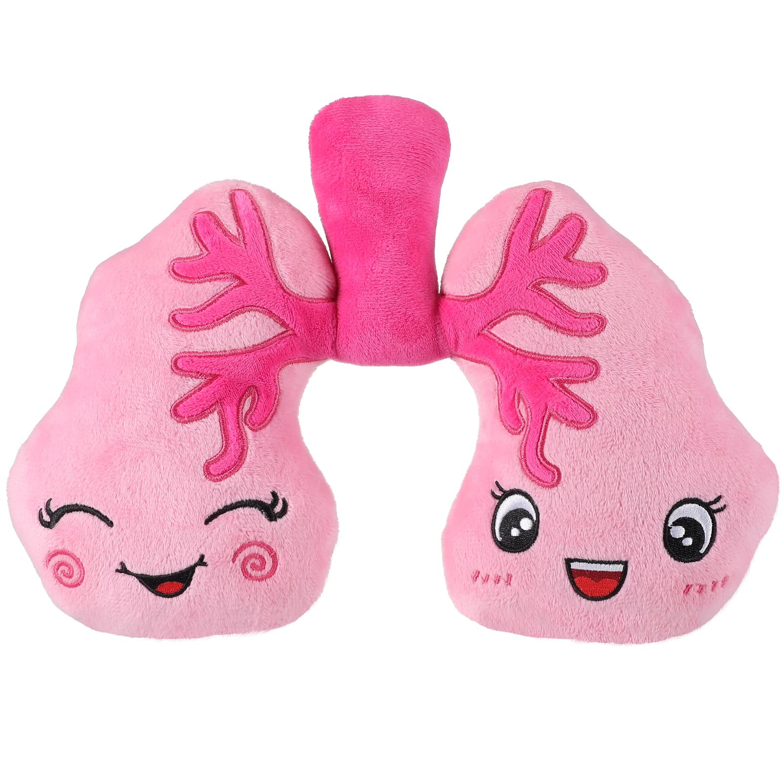 RoundFunny Soft Breathing Stuffed Animal Respiratory Therapist Gifts Pink Plush Lung Toy Organ Pillow Cute Anatomical Science Medical Gift Plush Lung Cancer Awareness Products, 10 x 9 x 2 Inch