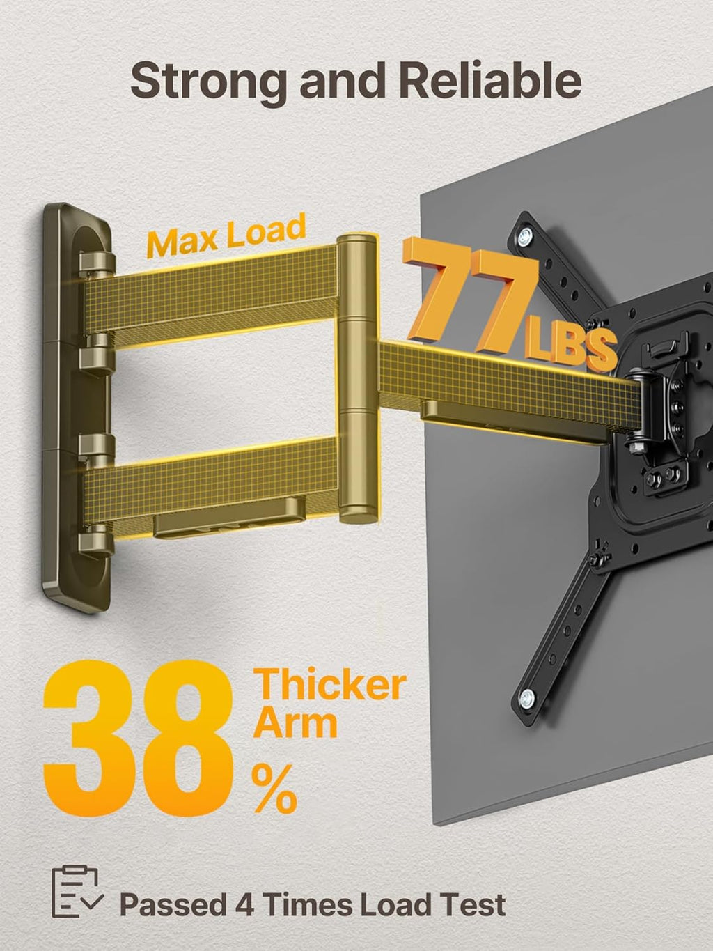 monTEK Full Motion TV Wall Mount - Swivel & Tilt Bracket for 23-65 Inch TVs | Max VESA 400x400mm, 77 lbs Capacity