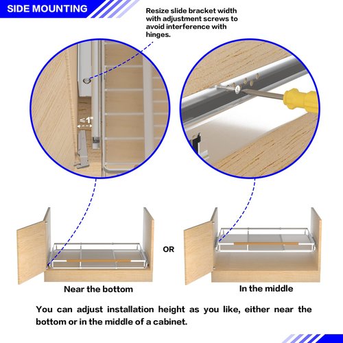 KIKIBRO Pull Out Drawer Cabinet Organizer, Expandable Slide Out Storage Shelves - Heavy Duty, Durable and Smooth Slide-Out, 23" x 40" Wide x 22.5" Deep, 1 Pack