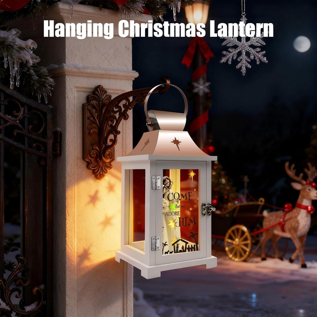 Skiennix Christmas Nativity Set - 15.1" Tall Lantern for Table Centerpieces | Indoor Xmas Décor Gift