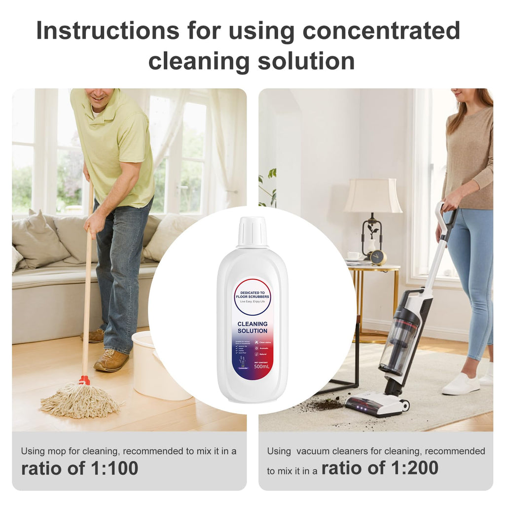 Floor Cleaning Solution Lavender Scent Compatible with Tineco Cleaning Solution, Residue & Streak Free, Suitable for All Robot Vacuum Cleaners and Wireless Wet Dry Dual-Use Vacuum Cleaners