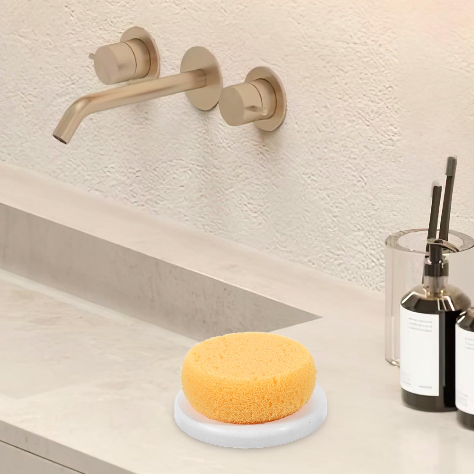 5Pcs Water Absorbing Stone Tray for Sink Water Absorbent Diatomite Trays Fast Drying Stone Sink Tray Diatomaceous Coaster Stones Drying Trays for Hand Soap Dish Cosmetic Bottles Toothbrush Holders