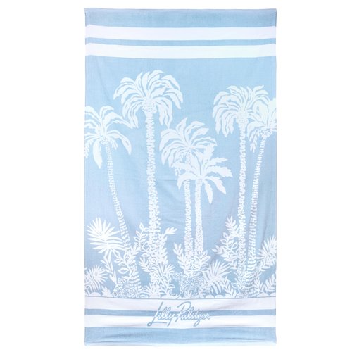 Lilly Pulitzer Oversized Pool/Beach Towel, 40 x 72, Large Cotton Towel for Adults, Blue/Green Palm Tree Print, Palms Way Home