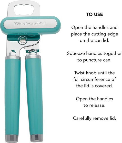KitchenAid Classic Can Opener - Easy-To-Use Stainless Steel Cutting Wheel | Aqua Sky, Pack of 12