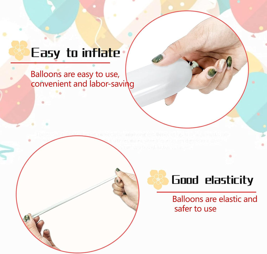 Skiennix 260 White Long Balloons - Thick Latex Twisting Balloons for Animal Modeling | 100 Pcs