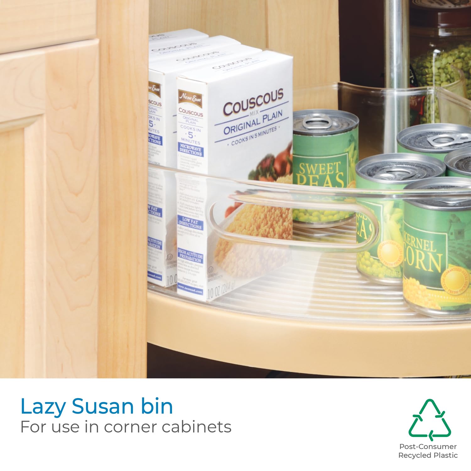 iDesign Plastic Lazy Susan Cabinet Storage Bin, 1/8 Wedge Container for Kitchen, Pantry, Counter, BPA-Free, 10.25" x 9.5" x 4", Clear