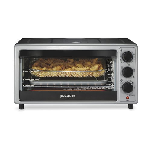 Proctor Silex Simply-Crisp Air Fryer Toaster Oven Combo with 4 Functions Including Convection, Air Fry, Bake & Broil, Fits 6 Slices or 12” Pizza, Auto Shutoff, Black (31275)