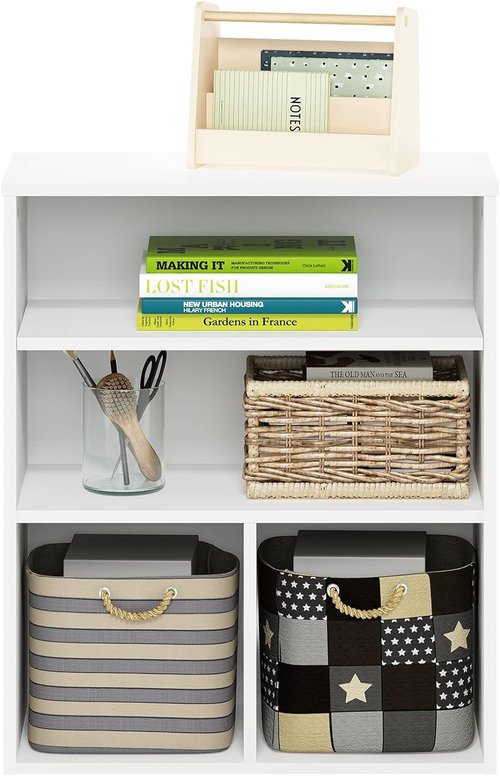Furinno Pasir 3-Tier Display Bookcase - Stylish White Storage Solution for Home or Office