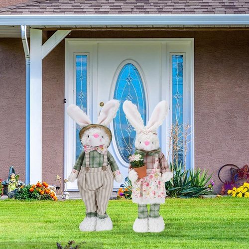 LYFJMUS Easter Bunny Decorations - 30-Inch Large Standing Rabbit Statues for Spring Home Decor | 2 Pack
