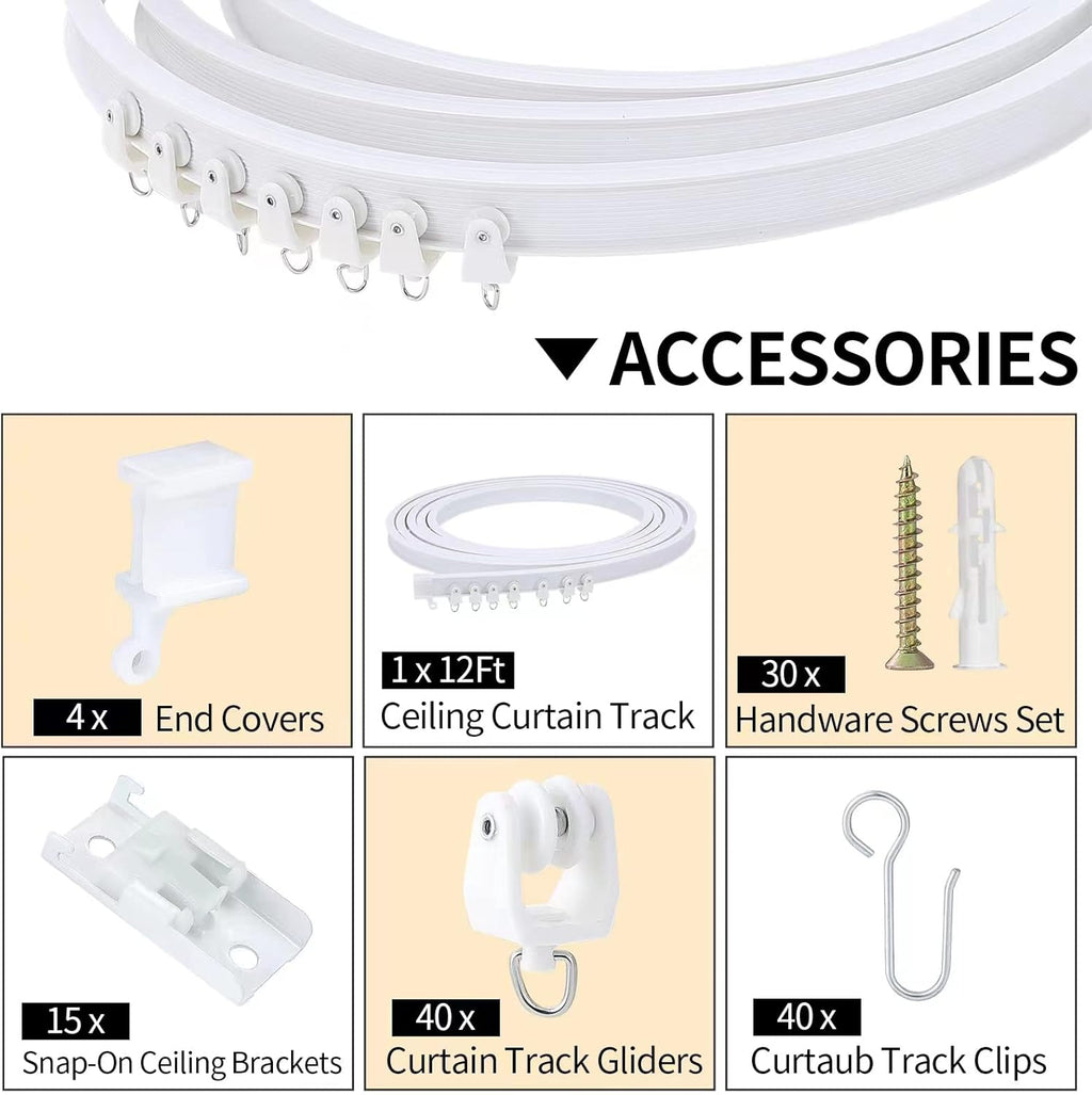 Skiennix Flexible Bendable Ceiling Curtain Track - 5m (16.4ft) Ceiling Mount for RV Curtains